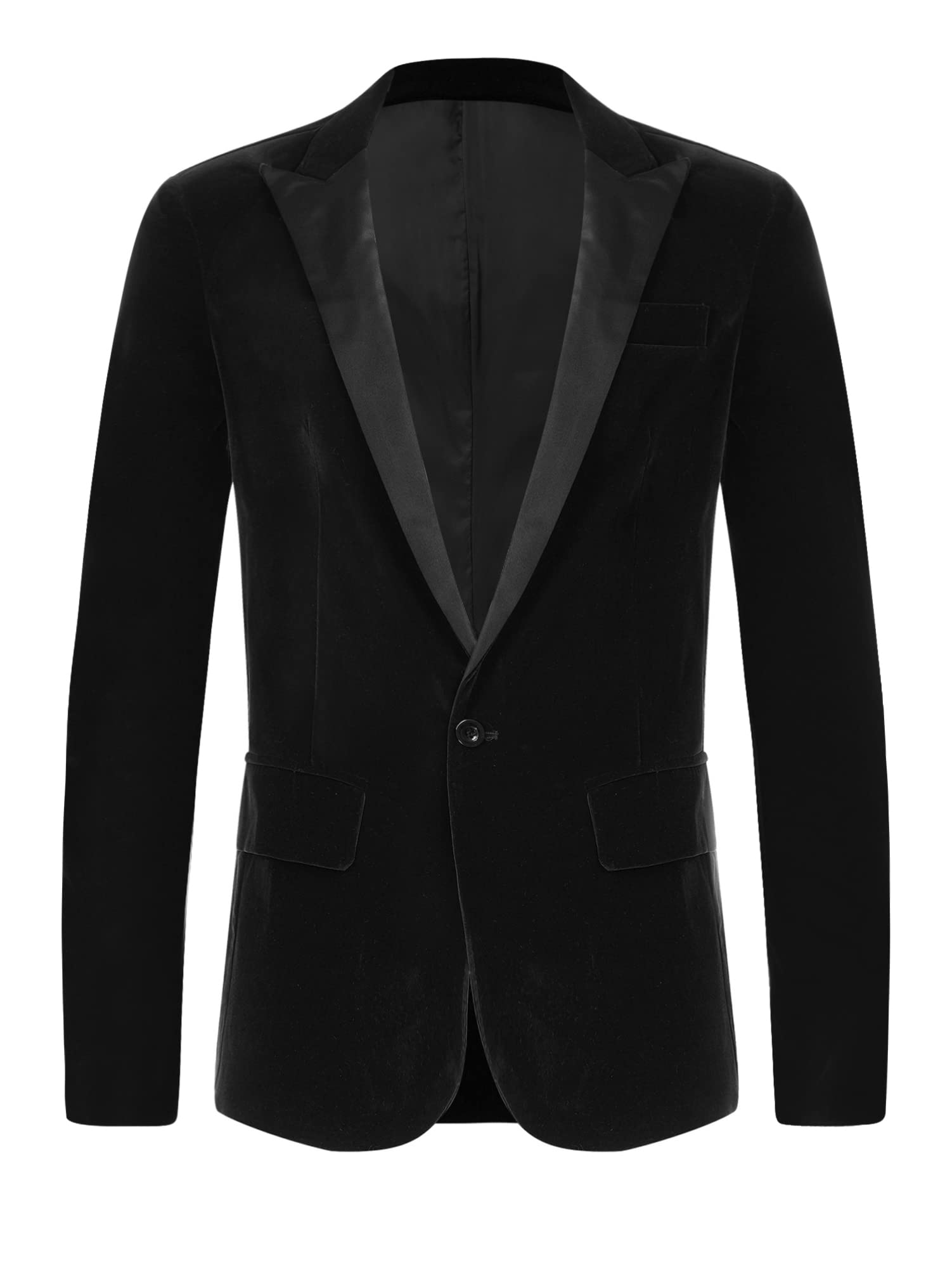 CHICTRYMen Velvet Blazer Jacket Solid Color One Button Wedding Dinner Tuxedo Suit Jacket Sports Coat