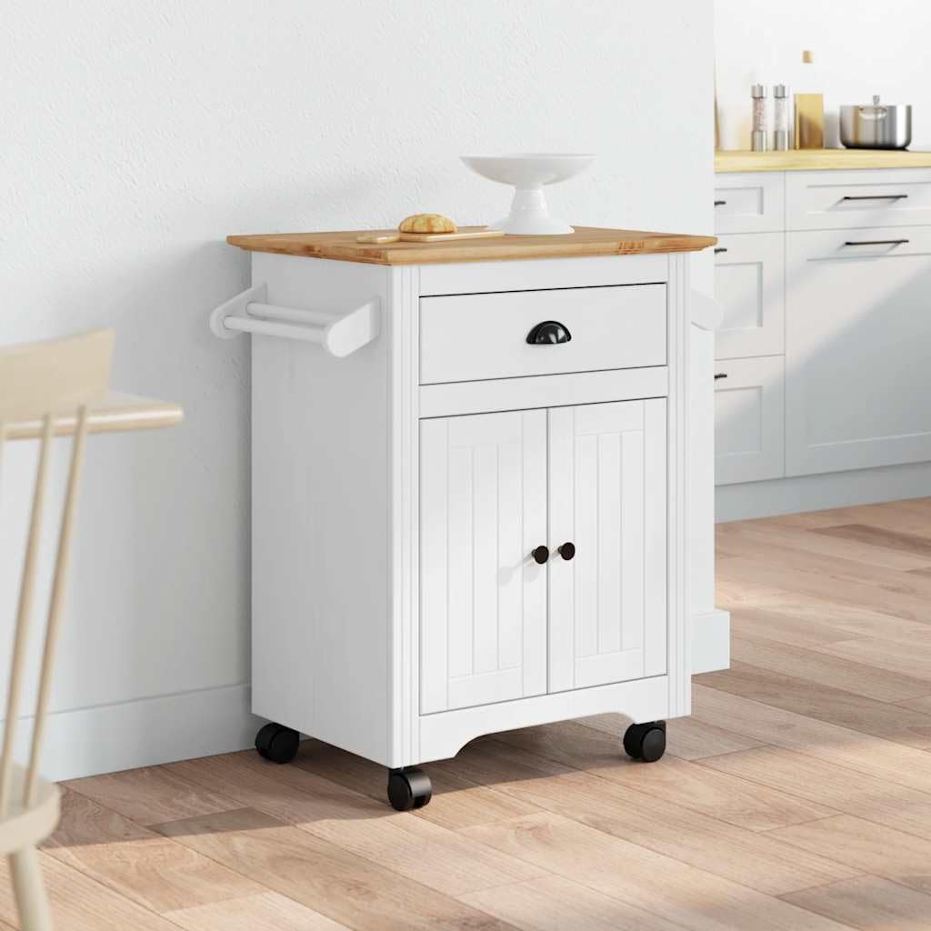 Gecheer Carrello da BODO Bianco e Marrone 72x45x80 cm,Carrellino,Carrello da con Ruote,Carrello portaoggetti,Carrello Credenza,Carrello su Ruote,Carrello di Servizio,P4016876