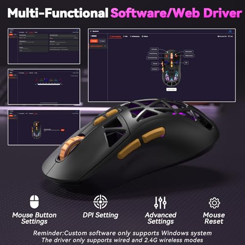 Image of CORBOBO SOLAKAKA SM802 Wireless Gaming Mouse,24,000 DPI Max,Tri-Mode 2.4GHz /BT /Wired USB Rechargeable Gamer Mouse with RGB,Programmable Macro Buttons,68g Lightweight Computer Mouse for Laptop /PC /Mac