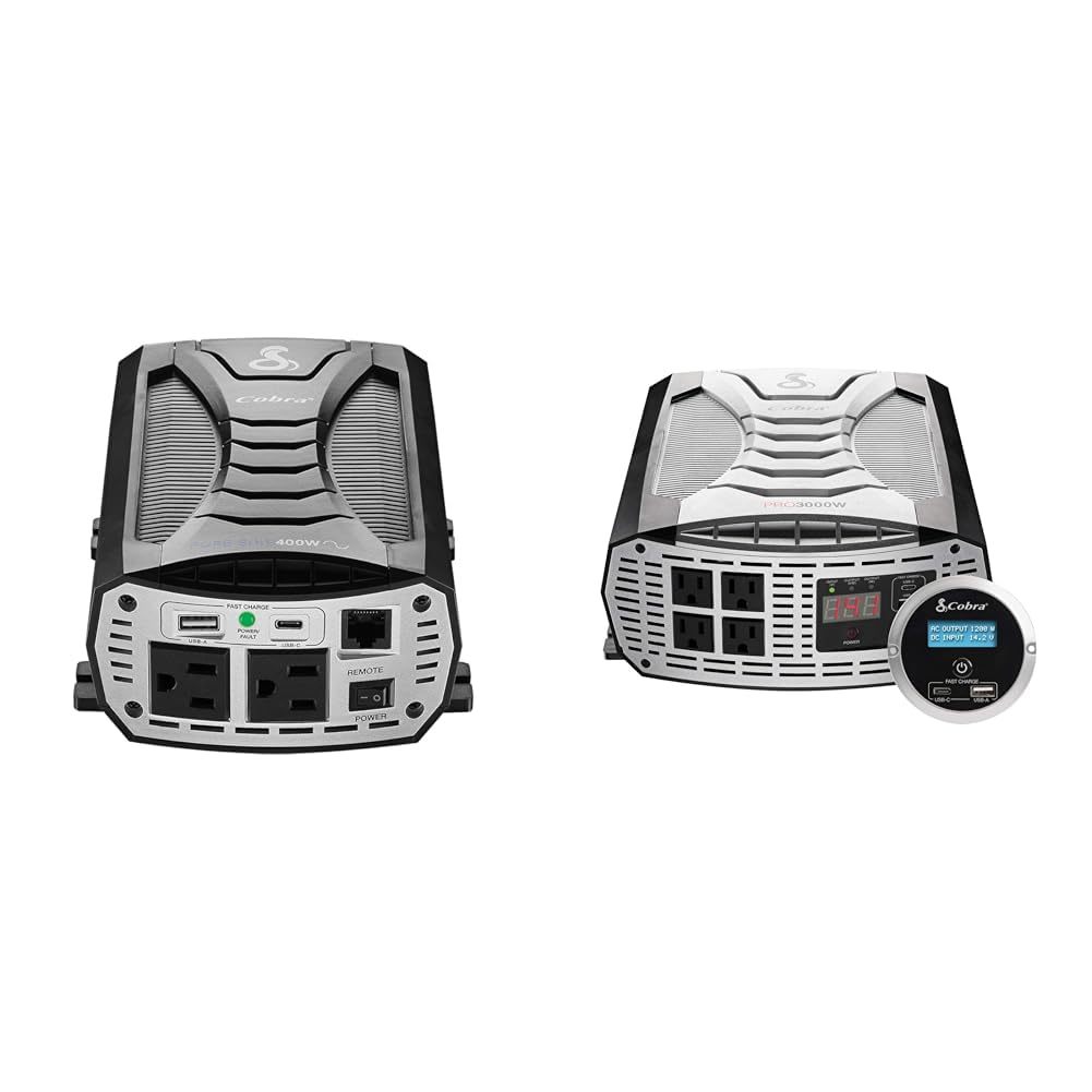 Cobra PURE SINE 400W Power Inverter and PRO 3000W Professional Grade Power Inverter Bundle