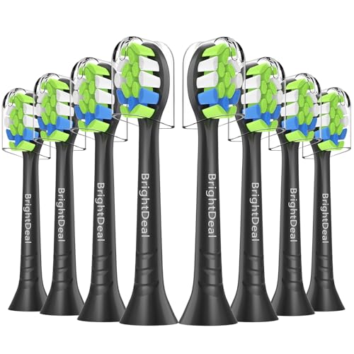 BrightDeal Cabezales Compatibles con Philips Sonicare - Juego de 8 para Cepillo Dental Eléctrico Sensitive - Negro