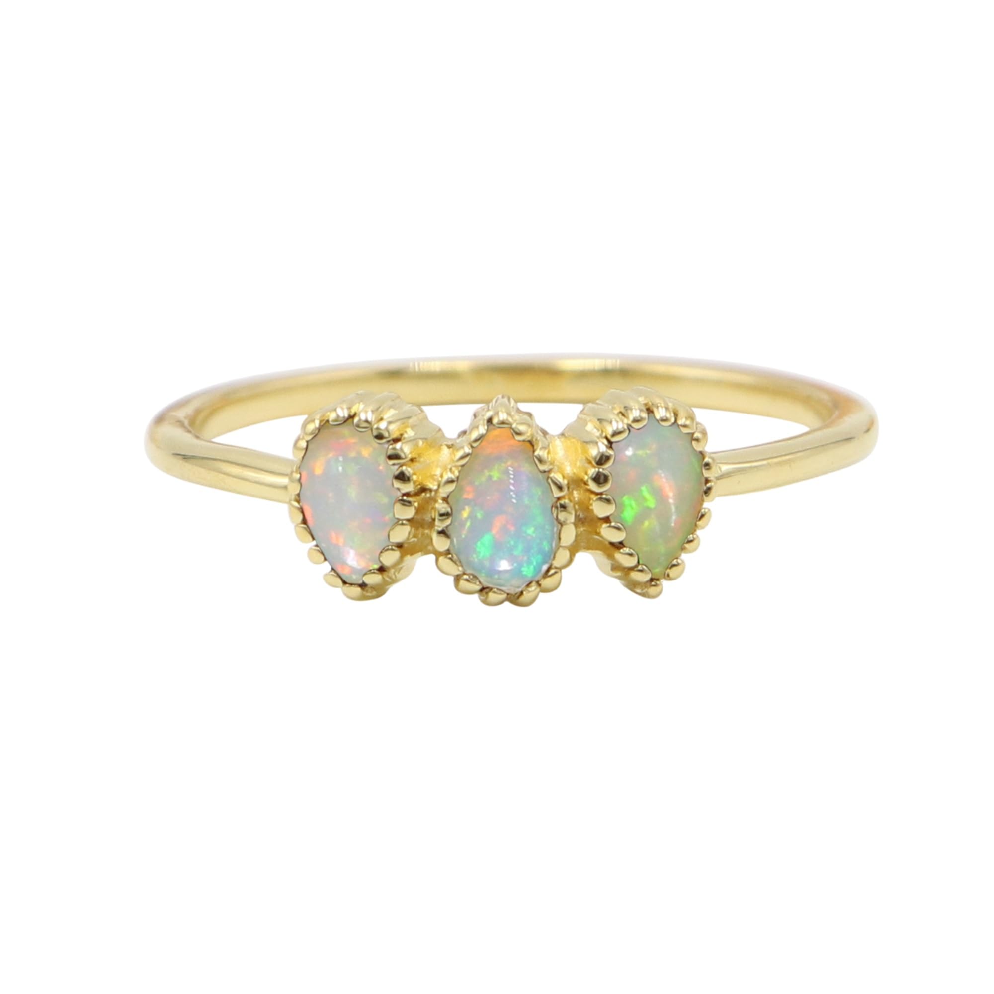 Bague opale d'Éthiopie anti-ternissement en argent 18K doré, l'éclat des gemmes sans irritation - 8