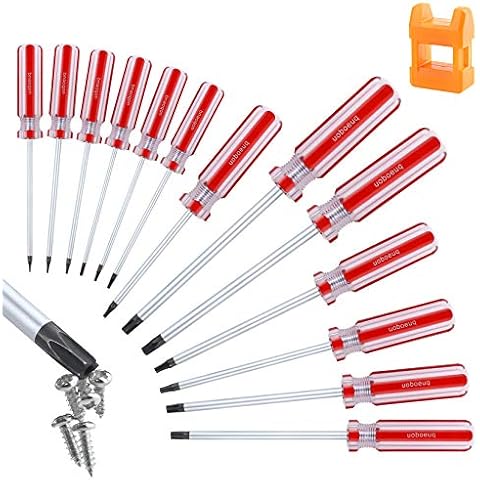 uoboeuq 13-Piece Magnetic Torx Screwdrivers Set, Security Tamper Proof, T4、T5、T6、T7、T8、T9、T10、T15、T20、T25、T27、T30、T40 Cover