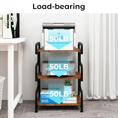Image of Natwind Stylish 3 Tier Printer Stand, Office Desk Side Storage Shelf,Retro
