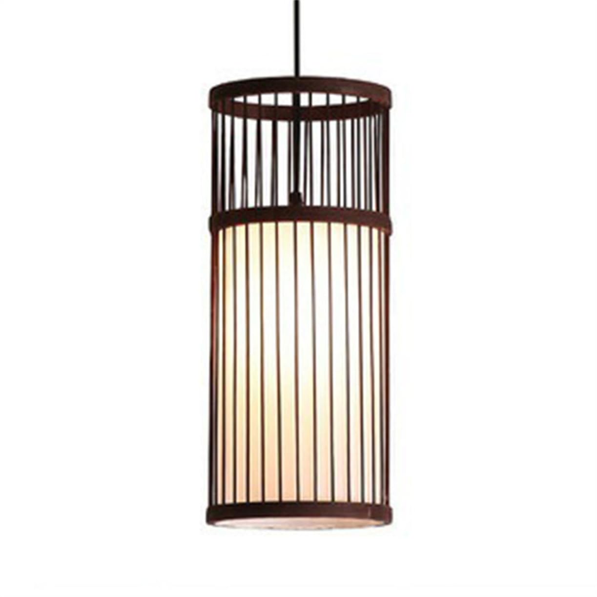CSSYKV Faux Parchment Bamboo Cage Chandelier Beige Hand Woven Lamp Shade Boho Chandeliers E26 Entryway Light Fixtures Double-Layer Design for Dining Room Kitchen Island Living Room 1-Pack