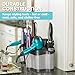 Polder Style Station, Organization for Styling Tools: Hair Dryers,Curling Irons, Straighteners, Brushes, Hang Over Towel Rack, Store Undersink or in Drawer, Black and Silver