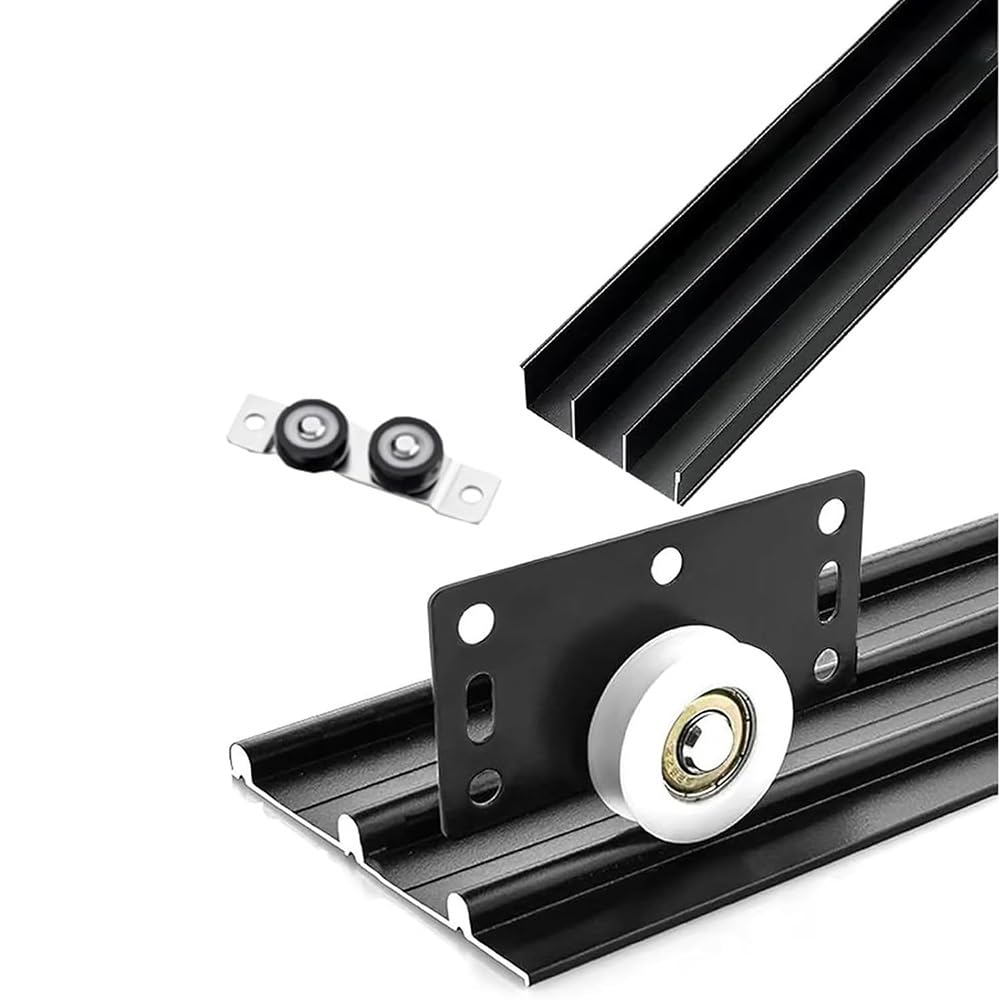 Sistema de doble riel resistente para puertas de bolsillo y paneles de madera