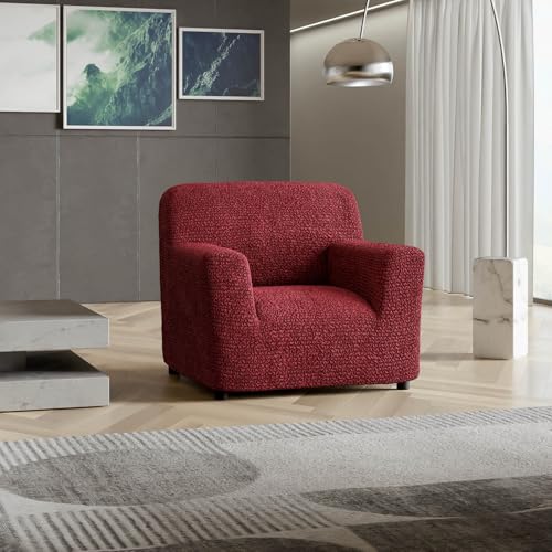Image of Bellissima Sofa Covers - Premium Luxury Microfibra Plain Stretchable Sofa Cover Single Seater Fully Covered Slipcover, Imported from Italy (Bordeaux)