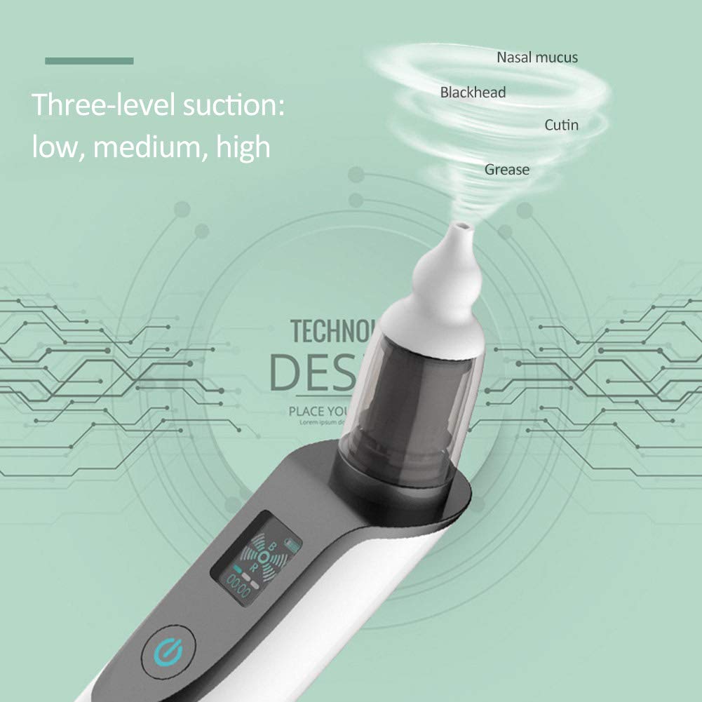 2 in 1 Bambino Aspiratore nasale Elettrico Neonato Neonato per Neonati detergente per Adulti Blackhead rimozione 3 velocità Regolabile 5 Punte sostituibili