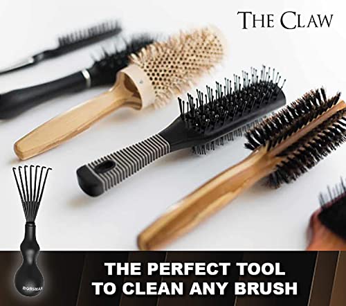 Bossman The Claw Hair Brush Cleaner Tool - Cleans Boar Bristle, Wave Or Plastic Brushes And Combs - Hairbrush Cleaning Rake - 3 Inch (Black) #TOP1