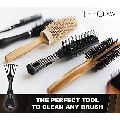 Bossman THE CLAW Hair Brush Cleaner Tool (3-Inch) Black Cleaning Rake for Boar Bristle, Wave & Plastic Brushes and Combs Pet Brush Cleaner