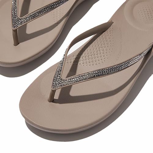 FitFlop Women's Iqushion Ombre-Sparkle On Taupe/Pewter Flip-Flops2