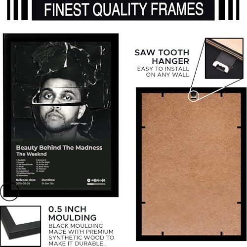 Image of BLINKART The Weekend - Beauty Behind The Madness Wall Photo Frames | Wall Art for Bedroom, Living Room, Studio or Office | Album Cover Print with Spotify Song Link QR Code | Gift for Fans - 8x12 In