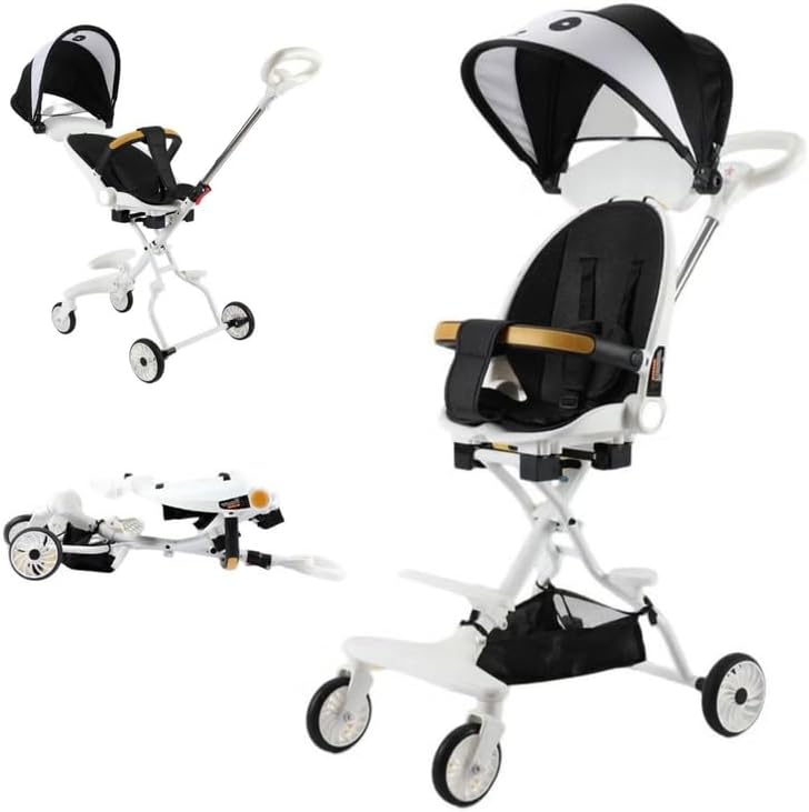 Little Wanderer Baby Stroller, Lightweight, Air Cabin Friedly, Compact Airport Stroller for Travel, Foldable, Multi-position Reclining Seat, Travelling Pram - White