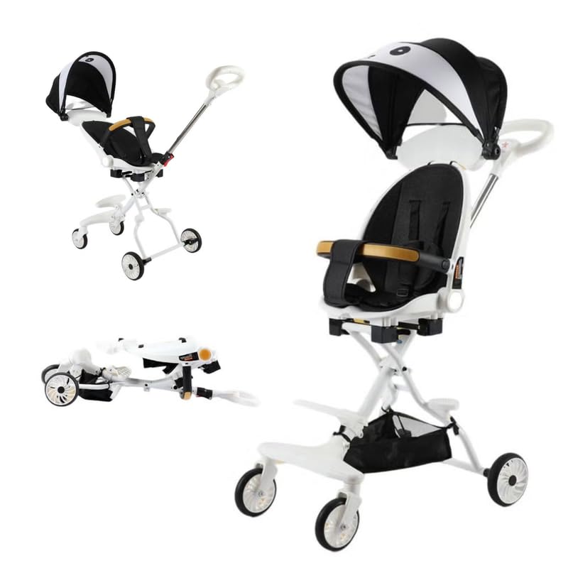 Little Wanderer Baby Stroller, Lightweight, Air Cabin Friedly, Compact Airport Stroller for Travel, Foldable, Multi-position Reclining Seat, Travelling Pram - White