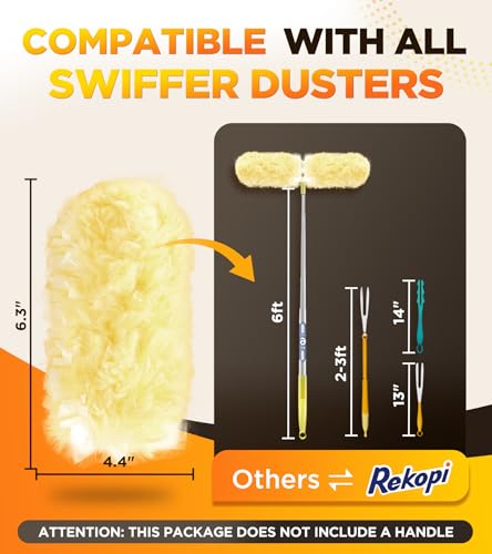 Image of REKOPI 100 Count Heavy Duty Duster Refills Compatible with Swiffer, Multisurface 360 Larger Size Dusters with 4X Microfibers, Unscented Disposable Dusters for Cleaning Home, Blinds, Fans(Only Duster)