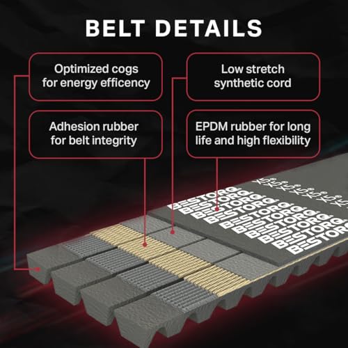 Image of BESTORQ 4 /3VX450 Rubber V-Belt, Banded /Cogged, Black, 45 inch Length x 1.624 inch Width x 0.41 inch Height
