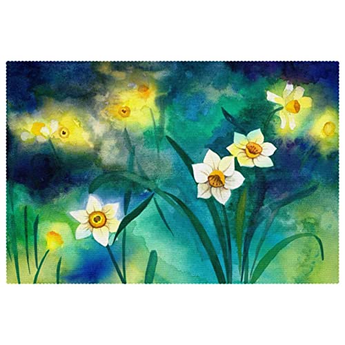 Set de table fleur aquarelle antidérapant x6 pour table à manger 30x45cm - 2