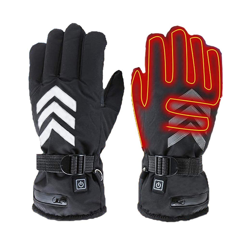 Calentamiento eléctrico Guantes térmicos Hombres Mujeres Pantalla táctil Guantes térmicos Eléctricos con Cinta Reflectante Guantes cálidos Ajuste de Temperatura 2600MAH para invier