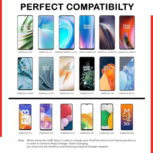 Image of OnePlus Original Upto 100W, 10 Amp USB A to Type C Charging and Data Cable, Compatible with all models of Oneplus, Supports SUPERVOOC / DASH / WARP Ultra Fast Charging, 0-80% 20 Min, 1 Year Warranty