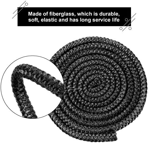 Wood Stove Door Gasket Stove Fiberglass Cord Wood Stove Rope Seal Replacement Gasket for Woodburning Stoves (3/8 x 72 Inch)