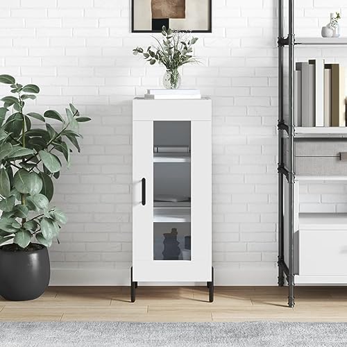 Lalfkkii Aparador de almacenamiento moderno tipo buffet, decoración de interiores, mueble de entrada para salón, dormitorio u oficina, diseño sencillo y práctico, color blanco, 34,5 x 34 x 90 cm