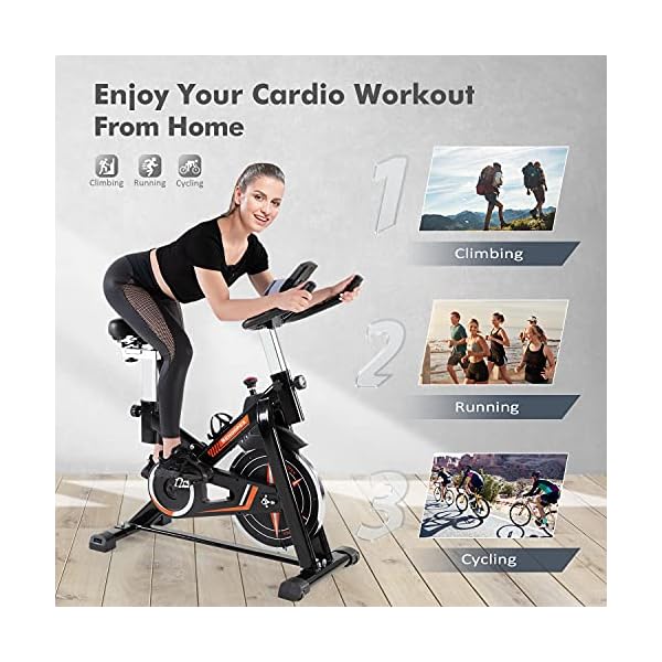 REHOOPEX Exercise Bikes - Indoor Cycling Bike Stationary with LCD Monitor and Tablet Mount, Quiet Belt Drive Stationary Bike for Home Cardio Workouts
