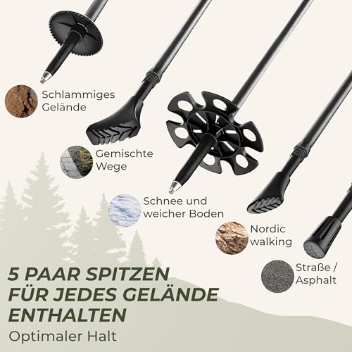 Zenacross® Wanderstöcke Teleskop Aluminium - Nordic Walking Stöcke Damen/Herren Ultraleichte - Trekkingstöcke Einstellbar mit Natürlich Kork Griff 6