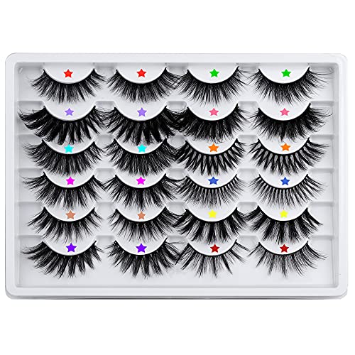 12 Pairs False Eyelashes Cat Eye Fluffy 3D Faux Mink Lashes 12 Styles Natural Look to Dramatic Thick Fake Eye Lashes Multipack by Yawamica