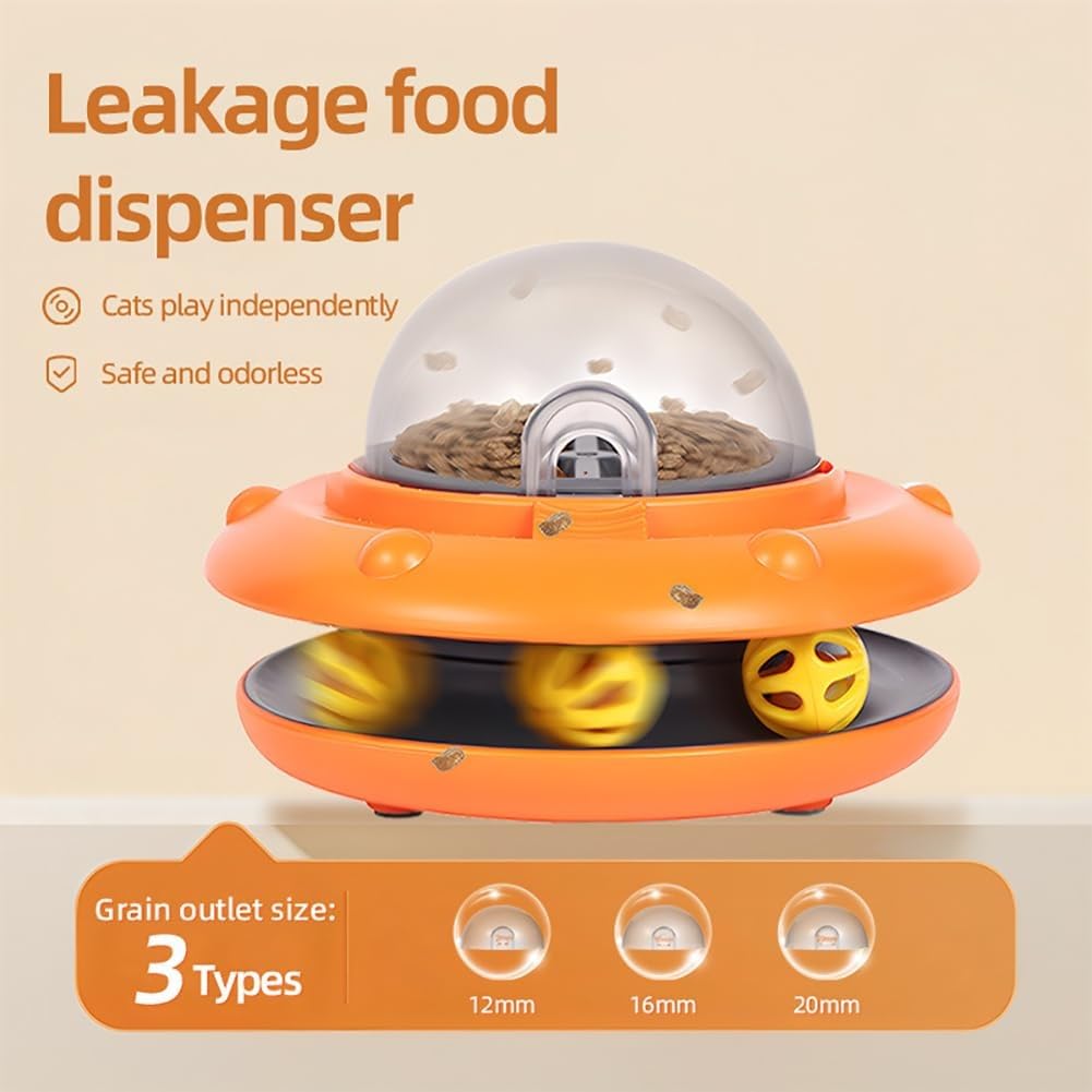 Máquina Tragamonedas y Alimentador de Golosinas for Gatos, Dispensador Automático Recargable con Pista de Bola de Campana, Juguete Interactivo(Blue)