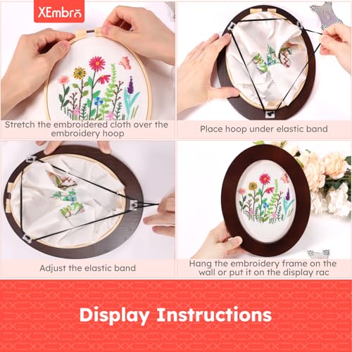 Xembro E-099H Wood Embroidery Hoop Frame Set, Oval Wood Embroidery Display Frame thumb #3