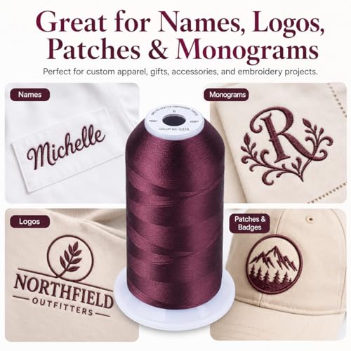 Image of Simthread Embroidery Machine Thread 5000M 40WT Polyester, Merlot S016 | 5000M 40WT polyester thread feeds smoothly for home or commercial embroidery projects.