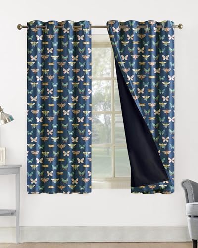 Image of Cloth Fusion Printed 100% Blackout Window Curtains 5 Feet Long Set of 2