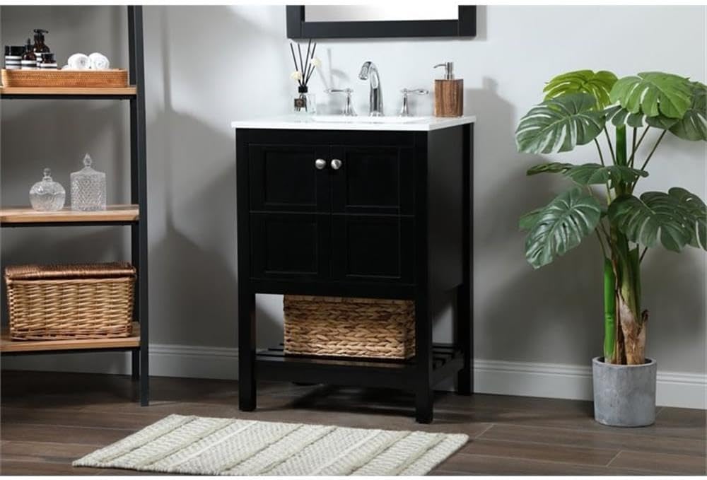 24 in. Single Bathroom Vanity in Black