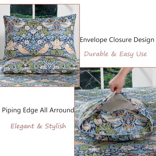 Image of FADFAY Cal King 100% Egyptian Cotton Sheets Set 4 Piece, Vintage Botanical Floral Bird Print, Luxury Soft Breathable Cooling Deep Pocket Bed Sheets, Hotel Quality Bedding for Hot Sleepers All Season