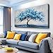 KELIYUAN Canvas Wall Art For Living Room Framed Wall Decorations For Bedroom Office Wall Decor Abstract Painting Blue Tree Pictures Artwork Ready To Hang Guesthouse Room Mural Home Decor 20x40 In
