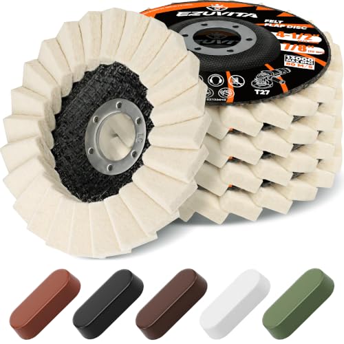 EZUVITA 10PCS Wool Felt Polishing Disc Kit 4-1/2 Buffing Wheels