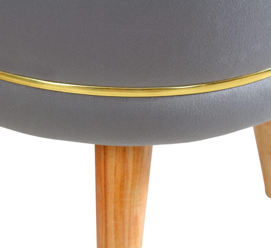 Image of Pouffes Sitting Stool for Living Room, Puffy Wooden Ottoman | Round Pouffe for Living Room & Bedroom | Pouf for Office & Home Decoration & Modern Seating Stool (Cmbo-Grey)