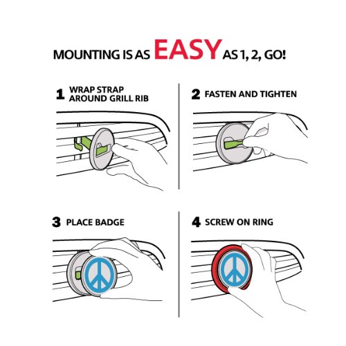 Gobadges Ckc011 Type Face Smile - Magnetic Chrome Grill Badge Holder Combo/Universal Fit/No Tools Required/Weather-Proof And Car-Wash Safe #TOP6