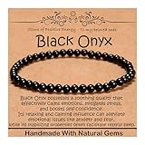 CHCCOYE 4mm Natural Healing Gemstone Bracelet Handmade Yoga Stretch Elastic Bracelet Stress Relief Crystal Jewelry for Men and Women (4mm, Black Onyx)