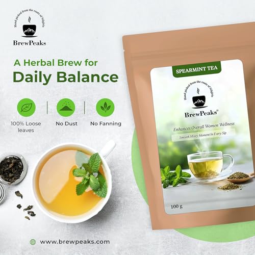 Image of Spearmint Tea - 100 gm -100 Cups | Pcos PCOD Relief | Balances Hormones, Reduces Facial Hair & Acne and Supports Digestion | Herbal Tea - Dried Loose Leaf - Caffeine Free