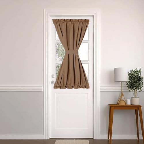 PANOVOUS Small Door Window Curtains for Front Door Christmas, Blackout Side Door Curtain Panel for Privacy,Top and Botton Rod Pocket French Door Curtain 1 Panel 25x40 Inch Khaki