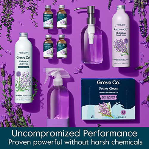 Grove Co. Floor Cleaner Refill Concentrate (6 X 1 Fl Oz) Plant-Based Household Cleaning Supplies, Ammonia & Chlorine Free, No Plastic Waste, 100% Natural Lavender & Thyme Scent, 3 X 2 Pack Refills #TOP5