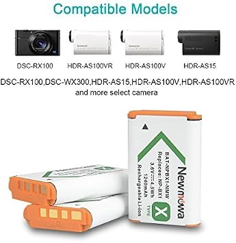Newmowa 3-Pack Replacement Battery & 3-Channel USB Charger for Sony NP-BX1 | Fit for Sony DSC-HX95, HX99, HX350, HX400V, RX1, RX1R II, RX100 (II/III/IV/V/VA/VI/VII), ZV-1/II/1F, FDR-X3000, AS300