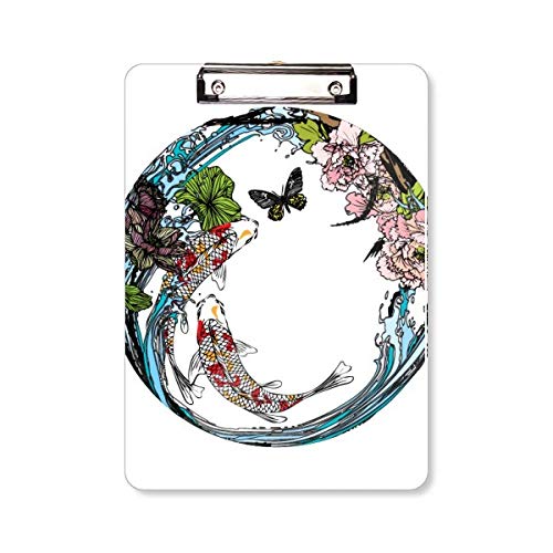 Porte-bloc A4 carpe pivoine lotus et motifs géométriques pour l'organisation de bureau