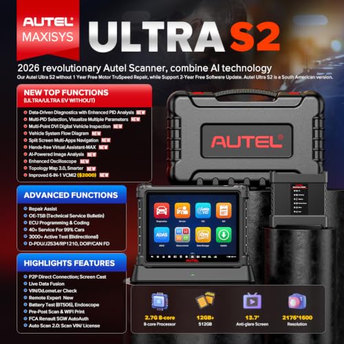 Image of Autel MaxiSYS Ultra S2 AI Scanner, Intelligent Topology 3, Multi-Point DVI