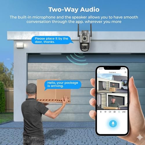 Image of securinnov 6MP WiFi Dual Lens Outdoor PTZ CCTV Camera | 360 Rotation | Color Night Vision | Two Way Audio | Wireless Home Security Camera with Mobile App V380 Pro (Dual Lens PTZ)
