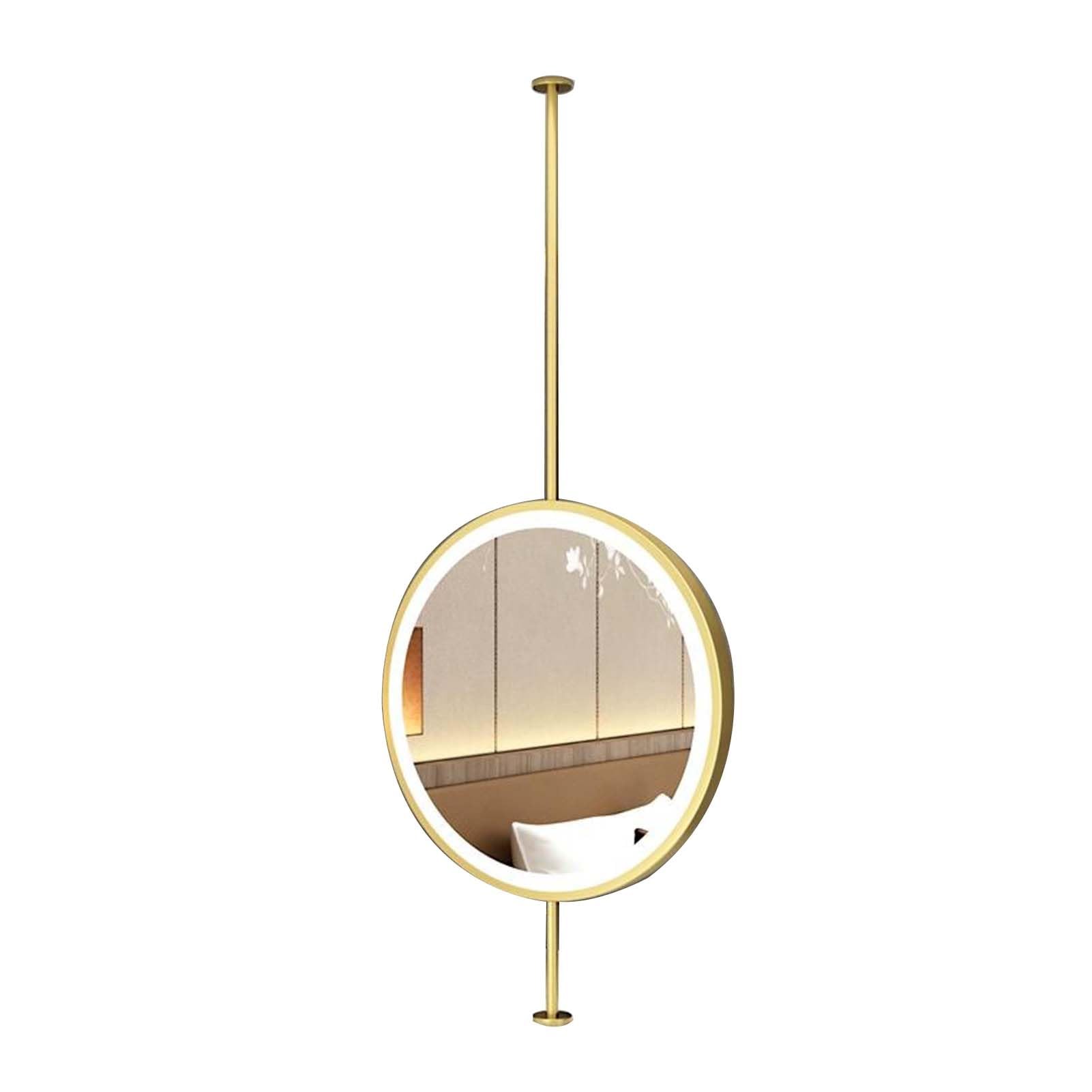 Specchio bifacciale da soffitto, specchio cosmetico girevole a 360° | Specchio decorativo for hotel, temperatura colore e luminosità regolabili, for la toelettatura quotidiana(Gold,80cm)