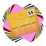 HTVRONT Heat Transfer Vinyl - 55 Pack 12' x 10' Iron on Vinyl for Cricut, 44 Assorted Colors HTV Vinyl with 1 Teflon Sheet for All Cutter Machine - Easy to Cut & Weed for Heat Vinyl Design