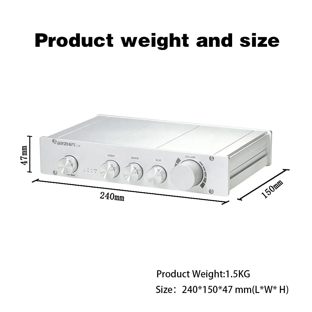 Preamplificatore HIFI Classe A Pura 2.1 Canali Audio Domestico Bluetooth 5.0 PCM5102 Subwoofer Argento